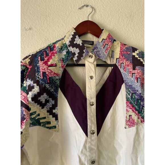 Vintage cutout rough rider cotton button up western‎ rodeo shirt medium - Picture 2 of 7